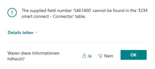 Screenshot: Example Import Error