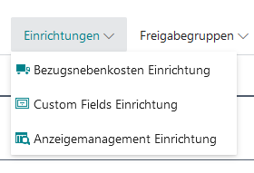 Einrichtungen Menüpunkte