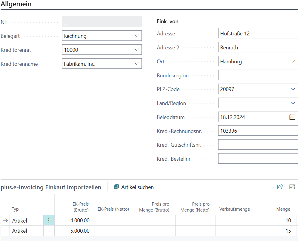 Import | plus e-Invoicing
