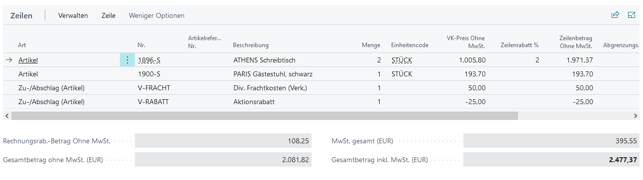 Beispeil einer Geb. Verkaufsrechnung